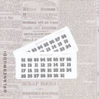 1 Bogen Planersticker Datum (011) für dein Bullet Journal, Filofax oder individuellen Kalender Bild 1