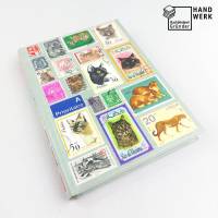 Notizbuch, Hauskatzen Großkatzen, Briefmarken, Upcycling, DIN A5, 300 Seiten Bild 1