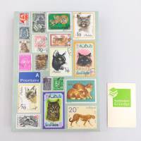 Notizbuch, Hauskatzen Großkatzen, Briefmarken, Upcycling, DIN A5, 300 Seiten Bild 3