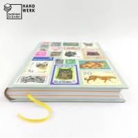 Notizbuch, Hauskatzen Großkatzen, Briefmarken, Upcycling, DIN A5, 300 Seiten Bild 5