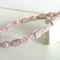 EM-Keramik Halsband Rosa/Weiß mit weißen Perlen Bild 1