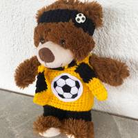 4 teilige Fußballkleidung für Teddybär 30 cm  gelb und schwarz  für Fußballfans sofort lieferbar !!! Bärenkleidung ! Bild 2