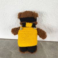 4 teilige Fußballkleidung für Teddybär 30 cm  gelb und schwarz  für Fußballfans sofort lieferbar !!! Bärenkleidung ! Bild 3