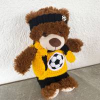 4 teilige Fußballkleidung für Teddybär 30 cm  gelb und schwarz  für Fußballfans sofort lieferbar !!! Bärenkleidung ! Bild 5