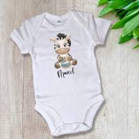 Babybody kurzarm zur Geburt oder Babyshower in weiss mit Baby Zebra personalisiert Bild 2