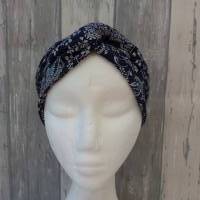Haarband zum Binden aus Musselin Paisley dunkelblau Bild 2