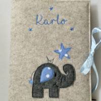 Babyalbum/Babytagebuch aus Filz personalisiert Elefant Bild 1
