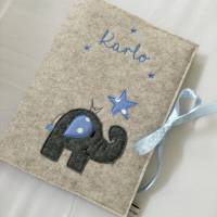 Babyalbum/Babytagebuch aus Filz personalisiert Elefant Bild 2