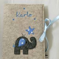 Babyalbum/Babytagebuch aus Filz personalisiert Elefant Bild 3