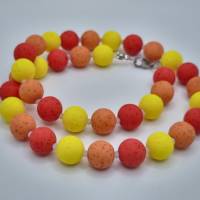 Set Kette Armband und Ohrringe Polarisperlen Perlen Gelb Orange Rot Gala Sweet (722) Bild 4