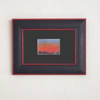 Sonnenuntergang Mini Bild in rot, Miniatur Gemälde gerahmt in handgemalte Unikate Rahmen Bild 1