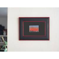 Sonnenuntergang Mini Bild in rot, Miniatur Gemälde gerahmt in handgemalte Unikate Rahmen Bild 2