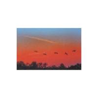 Sonnenuntergang Mini Bild in rot, Miniatur Gemälde gerahmt in handgemalte Unikate Rahmen Bild 4