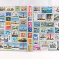 Notizbuch, Briefmarken, Schiffe, Leuchtturm, Upcycling, DIN A5, 300 Seiten Bild 2