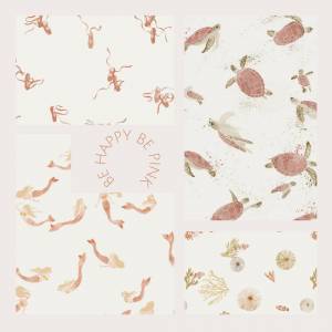 ab 50cm Jersey Pink Turtles Watercolor  Stoff  - Schildkröten Aquarell Druckstoff Bild 2