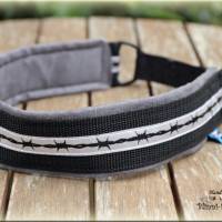 Zugstopp Halsband mit Pfötchen, Rhomben oder Stacheldraht, orange schwarz silber für Hunde , Hundehalsband Martingale Bild 5