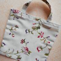 Mini StoffBeutel, Stofftasche, Einkaufstasche, Shopper, mit Blüten Bild 1