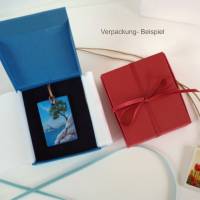 Handbemalter Kettenanhänger Sonnenuntergang als Miniatur Kunst zum tragen, Sommerschmuck als Geschenkidee für Frauen Bild 6