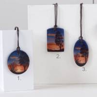 Handbemalter Kettenanhänger Sonnenuntergang als Miniatur Kunst zum tragen, Sommerschmuck als Geschenkidee für Frauen Bild 7