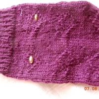 Handgestrickte lila Damensocken mit Muster Bild 4