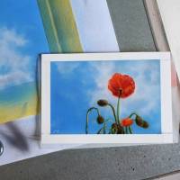Mini Bild Mohnblumen, Miniatur Gemälde in Acryl, Original Bild in kleinem Format Bild 3