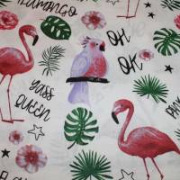 11,20 EUR/m Baumwollstoff Flamingo und Papagei auf weiß Webware 100% Baumwolle Bild 3