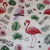 11,20 EUR/m Baumwollstoff Flamingo und Papagei auf weiß Webware 100% Baumwolle Bild 5