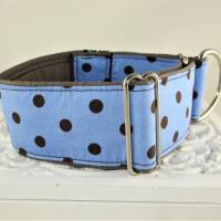 Windhundhalsband "Pünktchen" blau Hundehalsband verstellbar Martingale mit Zugstopp  Galgo Podenco Whippet Bild 2