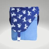 Jeans Tasche //blaue Tasche //crossbody Bag Damen // Schultertasche Damen/ große Stofftasche //blaue Handtasche /Einhorn Bild 1