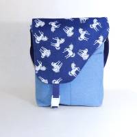 Jeans Tasche //blaue Tasche //crossbody Bag Damen // Schultertasche Damen/ große Stofftasche //blaue Handtasche /Einhorn Bild 9