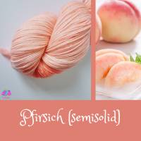 Peach Semisolid, Handgefärbte Sockenwolle/Tuchwolle, 4fädig, 100 g Strang Bild 1