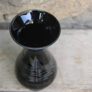 Vase Hyalithglas Schwarzglas Souvenir Heringsdorf Emaillefarben Handbemalt 50er Jahre DDR Bild 5