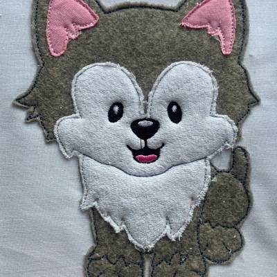 Stickdatei Doodle Wolf / Hund Husky Applikation    Set 732 Maschinenstickerei