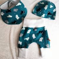 Babyhose mit Mütze und Tuch, Gr 44 bis 48 , Reborn Baby, Handgefertigt aus Jersey, Bekleidung für Frühchen Babys Bild 1