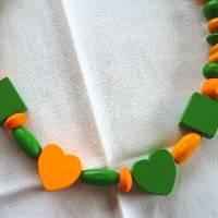 Kinderkette in orange und grün aus Holzperlen handgemacht von Hobbyhaus Bild 8