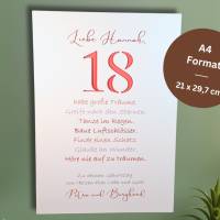 Geldgeschenk personalisiert - 18. Geburtstag Mädchen - Geburtstagsgeschenk für Frauen - Geschenkidee Andenken Wanddeko Bild 9