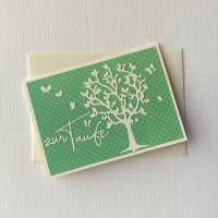Glückwunschkarte Taufe  Lebensbaum Schmetterlinge A6 Jadegrün Bild 2