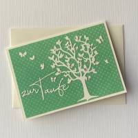 Glückwunschkarte Taufe  Lebensbaum Schmetterlinge A6 Jadegrün Bild 3