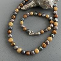 Handgefertigte extravagante echte Süßwasser Perlenkette,Halskette mit Perlen Multicolor,Perlencollier, Brautschmuck, Bild 2