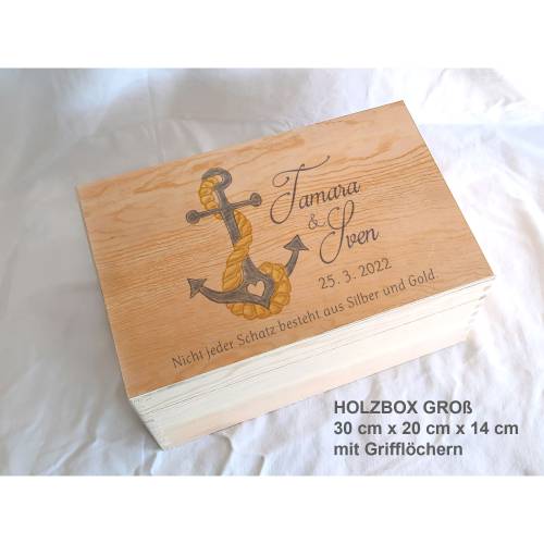Erinnerungsbox aus Holz Hochzeit Anker