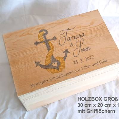 Erinnerungsbox aus Holz Hochzeit Anker