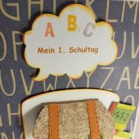 Einschulung Grußkarte Jungen Geldfach Schultasche ABC Glückwunschkarte Bild 3