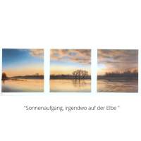 Dreiteiliges Landschaft "Sonnenaufgang, irgendwo auf der Elbe" Original Wandbild für Dein Wohnzimmer Bild 7