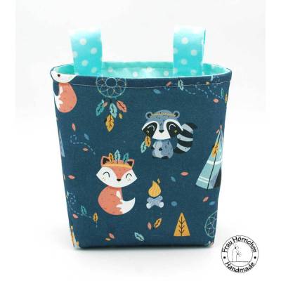 Lenkertasche für Laufrad, Roller, Dreirad (gefüttert mit Wachstuch/ beschichtete Baumwolle) * Dreirad * Fuchs * Boho