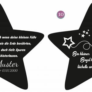 25 x 25 cm Schieferstern inkl. Gravur für Sternenkinder als Gedenkstein mit tollen Motiven als Grabschmuck, Sternform Bild 6