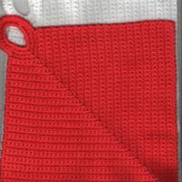 T0100 gehäkelt 2 Topflappen Untersetzer ca. 20 x 20 cm 100% Baumwolle Handarbeit rot und weiß Bild 1