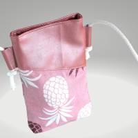 Handytasche zum Umhängen, Ananas Motiv, rosa, Leder Tasche, Handyhülle, mini Tasche Bild 2