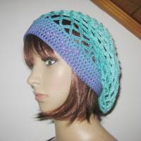 Mütze, Beanie, Sommer-Mütze mit schönem Farbverlauf, aus Baumwolle Bild 1