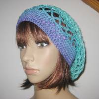 Mütze, Beanie, Sommer-Mütze mit schönem Farbverlauf, aus Baumwolle Bild 2