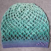 Mütze, Beanie, Sommer-Mütze mit schönem Farbverlauf, aus Baumwolle Bild 3